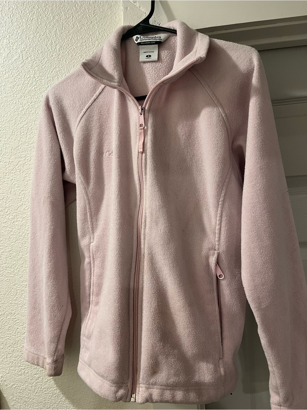 Columbia Light Pink Full-Zip Fleece Jacket Size S